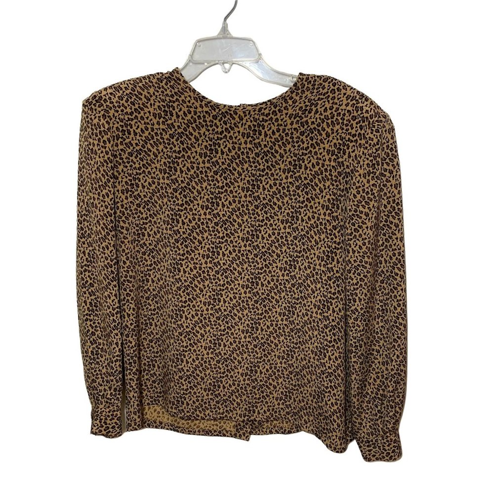 Dana Buchman -- Petites Leopard Print 100% Silk Blouse Size 12P
